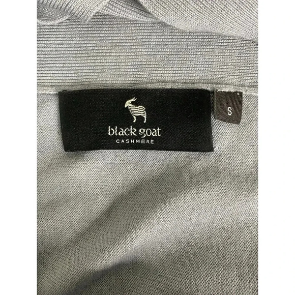 Black Goat Cashmere Long Open Cardigan Size S Dusty Blue Lightweight 2223 - Picture 6 of 8